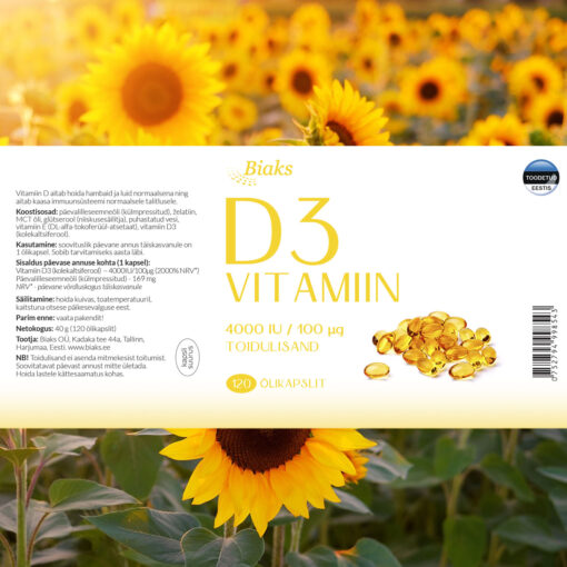D-vitamiin 4000IU etikett